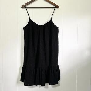 Madewell Black Embroidered Floral Spaghetti Strap Dress Women's Large